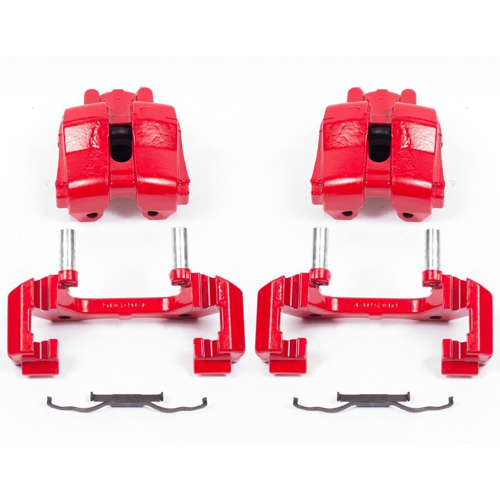 PowerStop S5276 - Disc Brake Caliper Set, Red, Powdercoated with Bracket