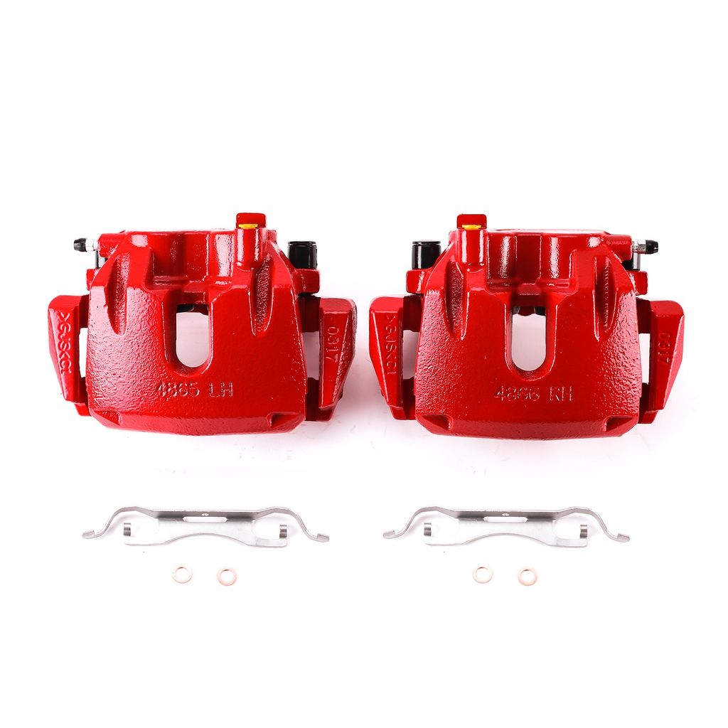 PowerStop S5296A - Disc Brake Caliper Set, Red, Powdercoated with Bracket