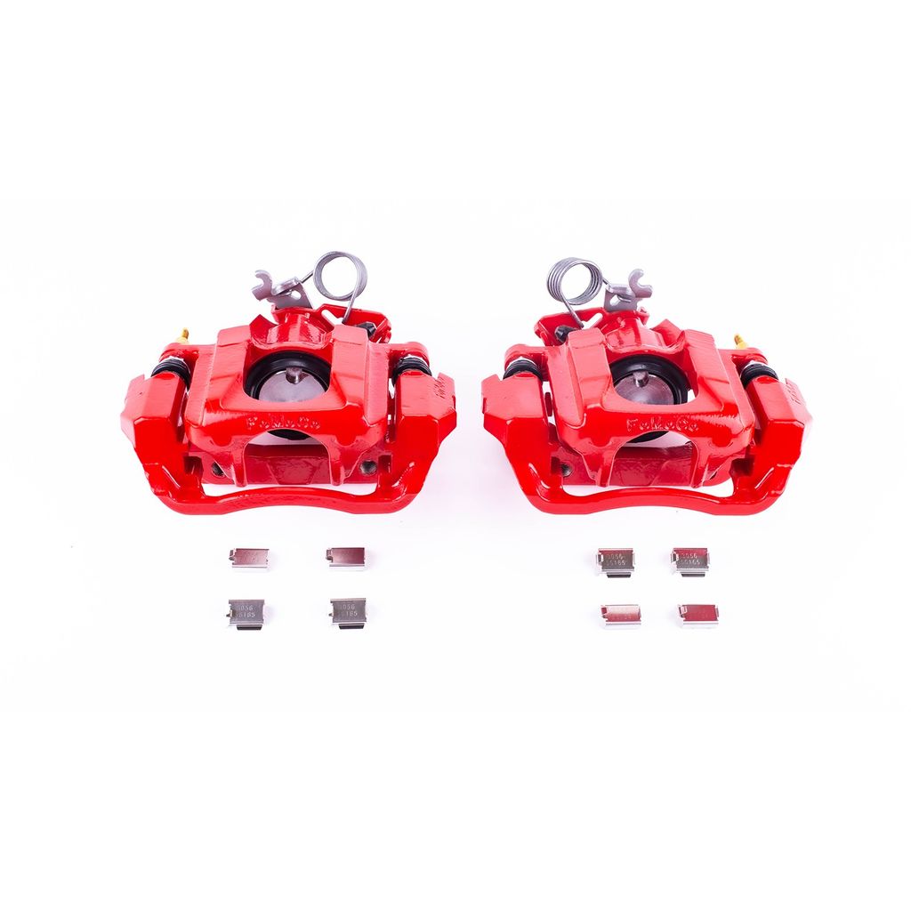 PowerStop S5298 - Disc Brake Caliper Set, Red, Powdercoated with Bracket