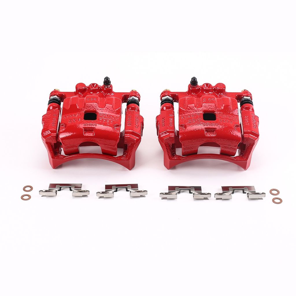 PowerStop S5304 - Disc Brake Caliper Set, Red, Powdercoated with Bracket