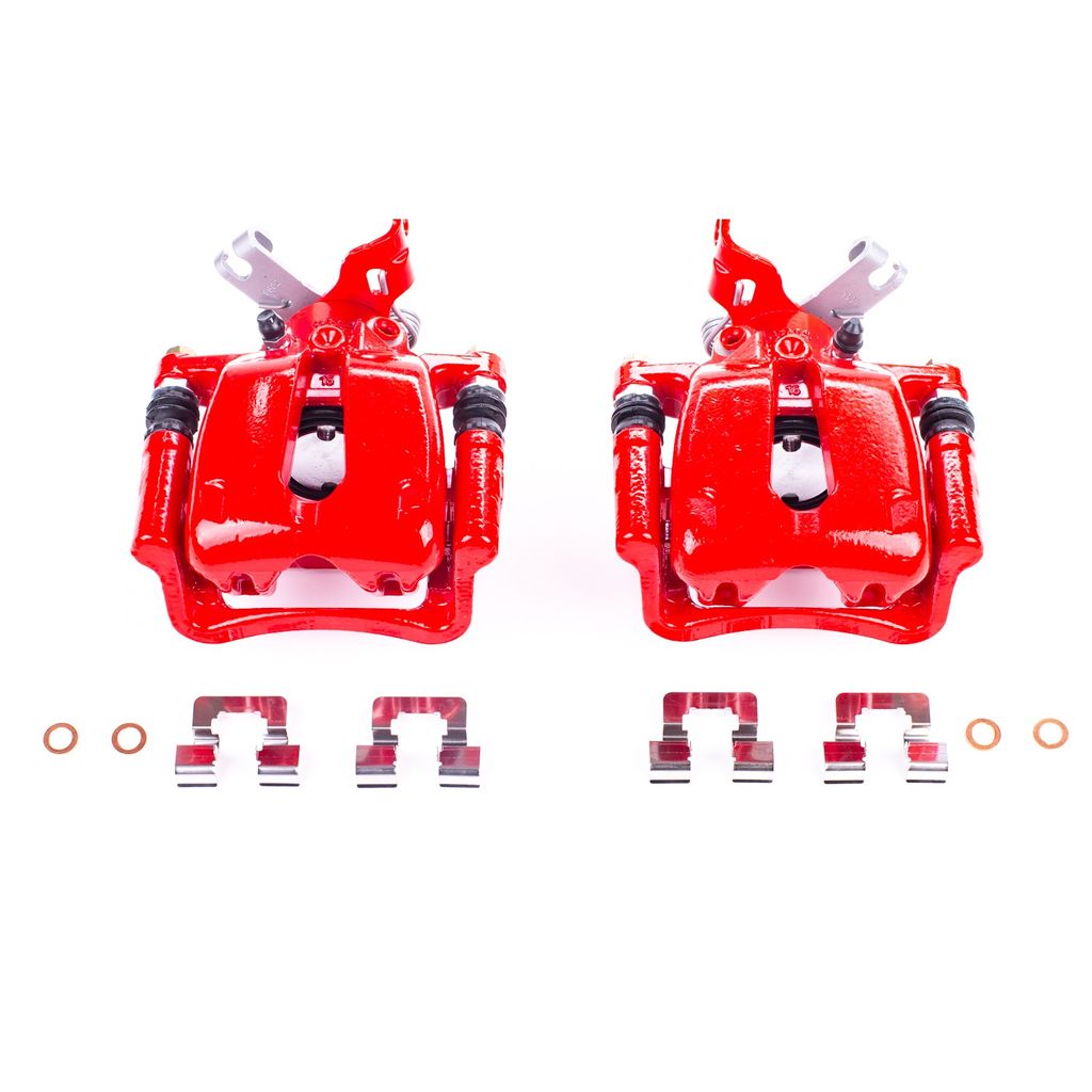PowerStop S5324 - Disc Brake Caliper Set, Red, Powdercoated with Bracket