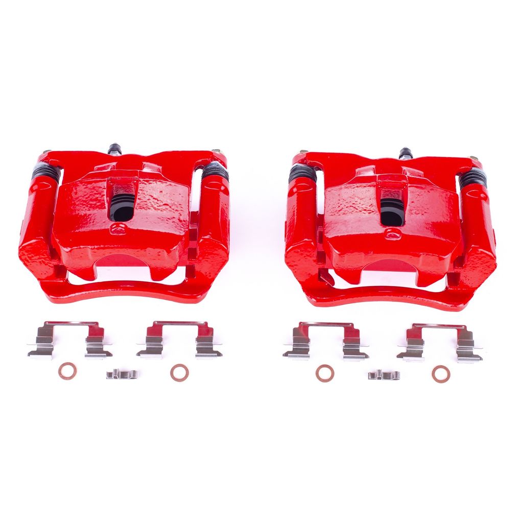 PowerStop S5522 - Disc Brake Caliper Set, Red, Powdercoated with Bracket
