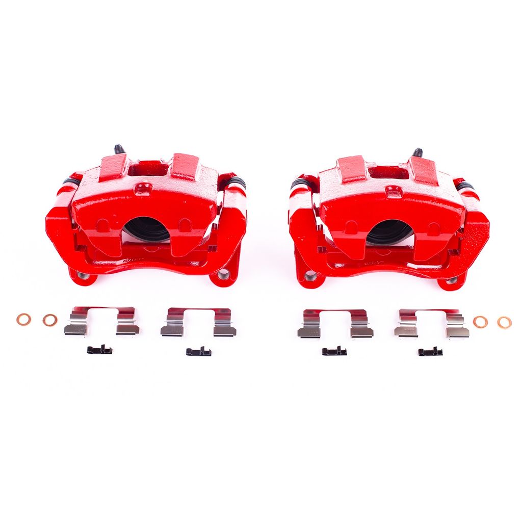 PowerStop S5528 - Disc Brake Caliper Set, Red, Powdercoated with Bracket