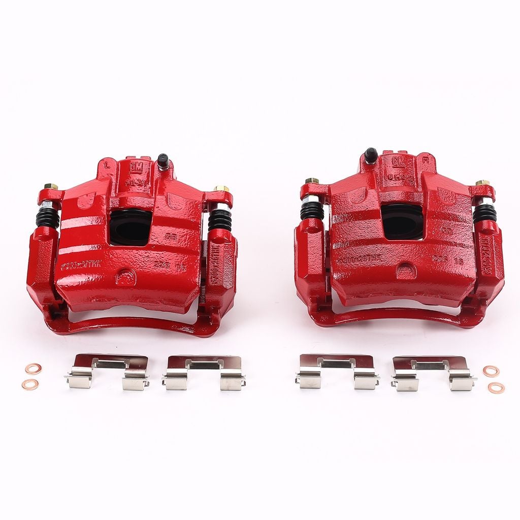 PowerStop S5546 - Disc Brake Caliper Set, Red, Powdercoated with Bracket