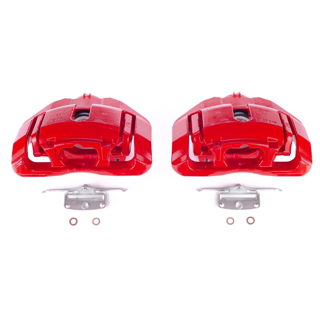 PowerStop S6078 - Disc Brake Caliper Set, Red, Powdercoated with Bracket