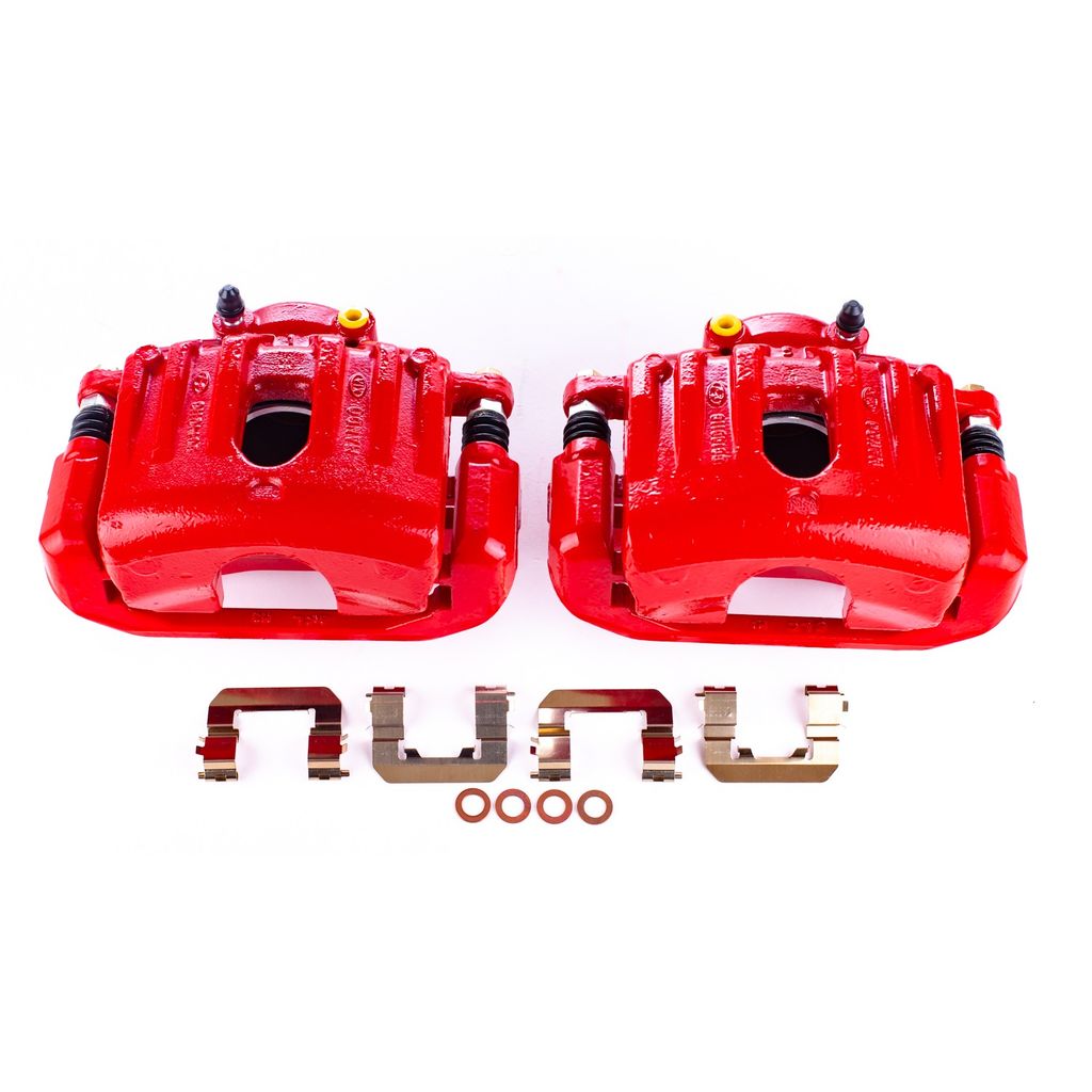 PowerStop S6140 - Disc Brake Caliper Set, Red, Powdercoated with Bracket