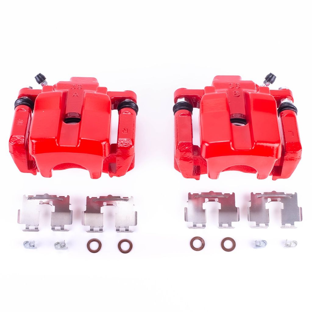 PowerStop S6186 - Disc Brake Caliper Set, Red, Powdercoated with Bracket