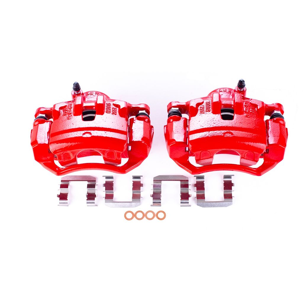 PowerStop S6404 - Disc Brake Caliper Set, Red, Powdercoated with Bracket