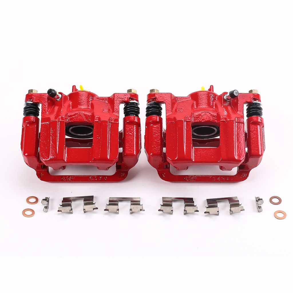 PowerStop S6446 - Disc Brake Caliper Set, Red, Powdercoated with Bracket