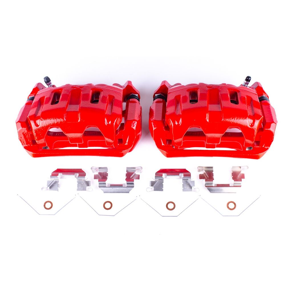 PowerStop S6448 - Disc Brake Caliper Set, Red, Powdercoated with Bracket