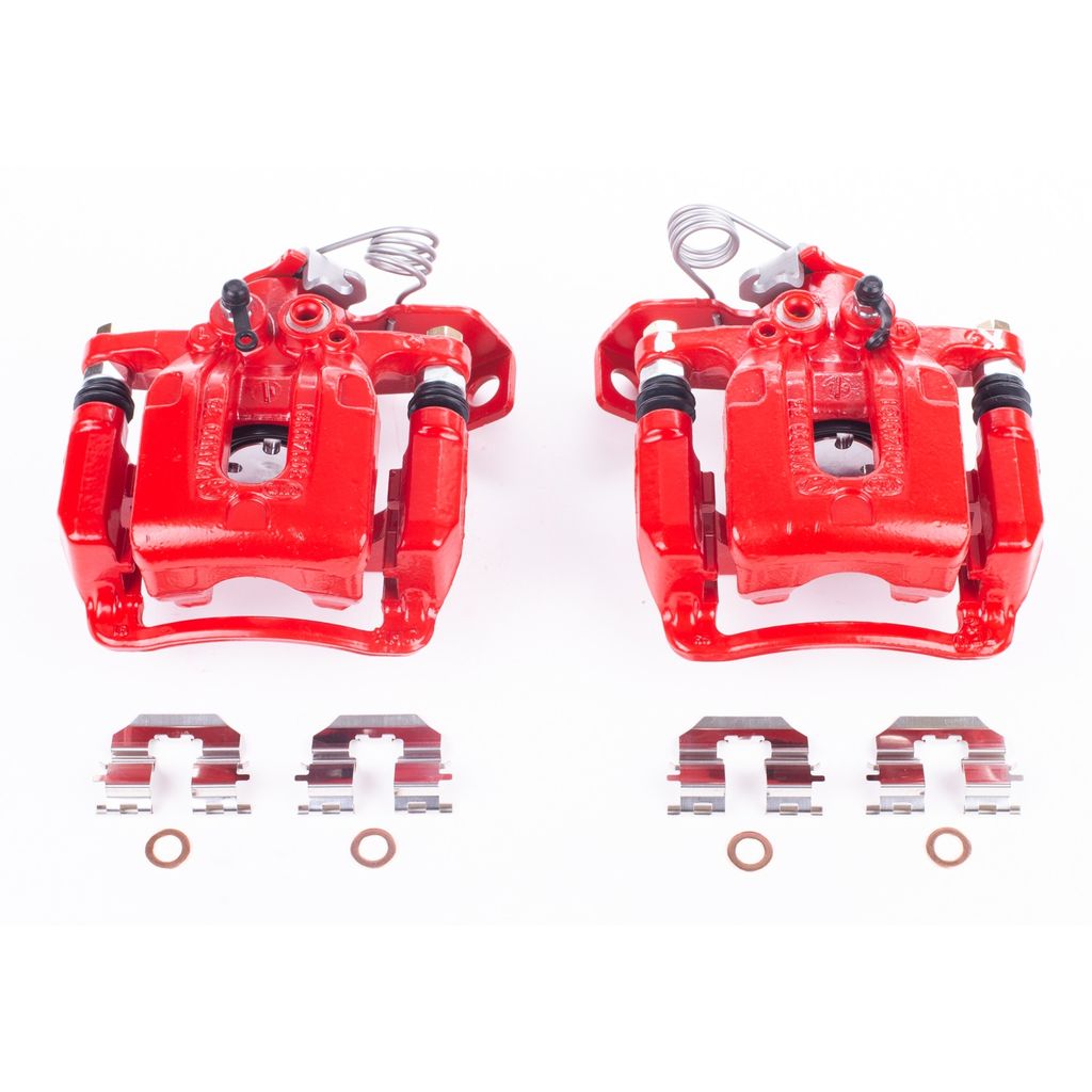 PowerStop S6454 - Disc Brake Caliper Set, Red, Powdercoated with Bracket