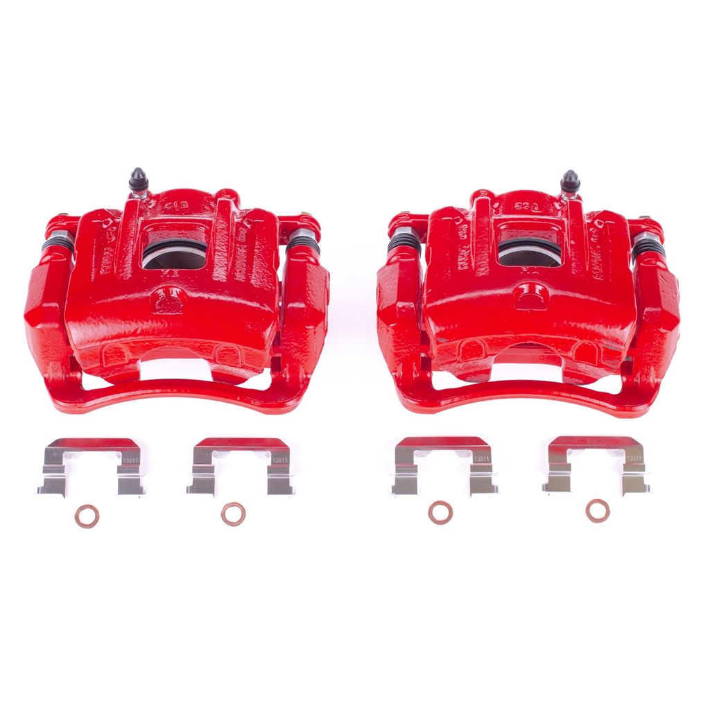 PowerStop S6462S - Disc Brake Caliper Set, Red, Powdercoated with Bracket