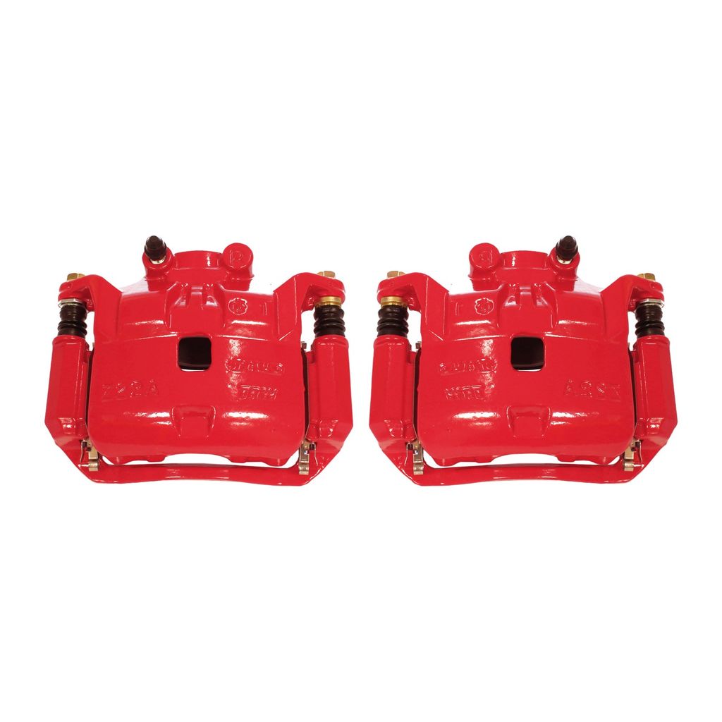 PowerStop S6860 - Disc Brake Caliper Set, Red, Powdercoated with Bracket