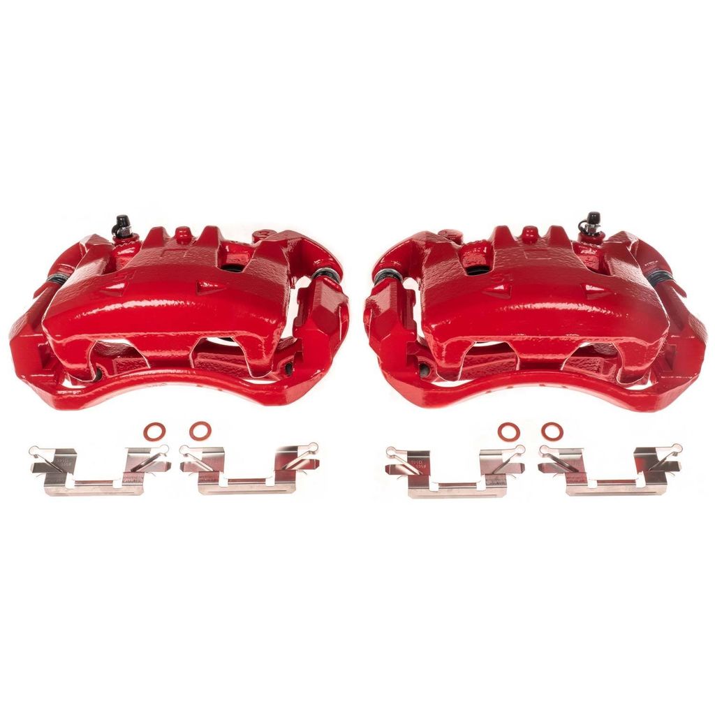 PowerStop S6864 - Disc Brake Caliper Set, Red, Powdercoated with Bracket