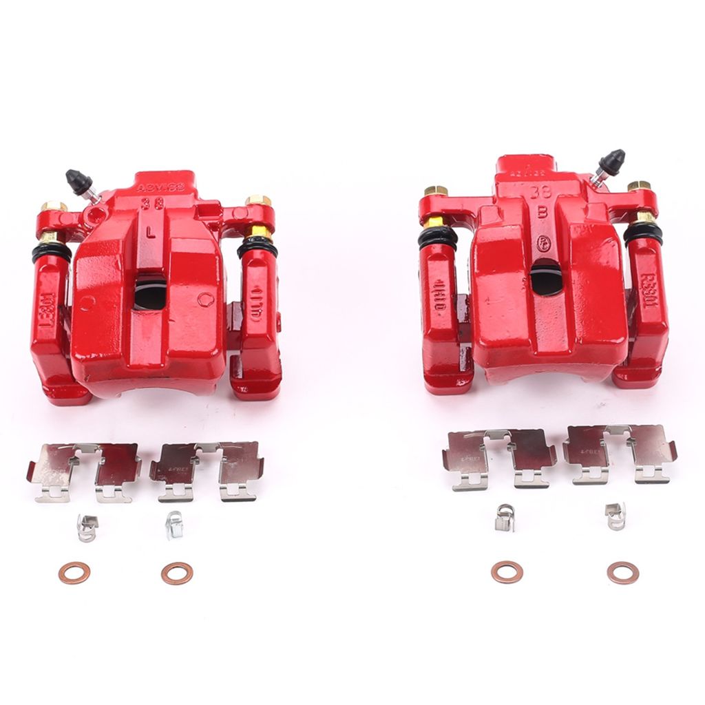 PowerStop S6992 - Disc Brake Caliper Set, Red, Powdercoated with Bracket