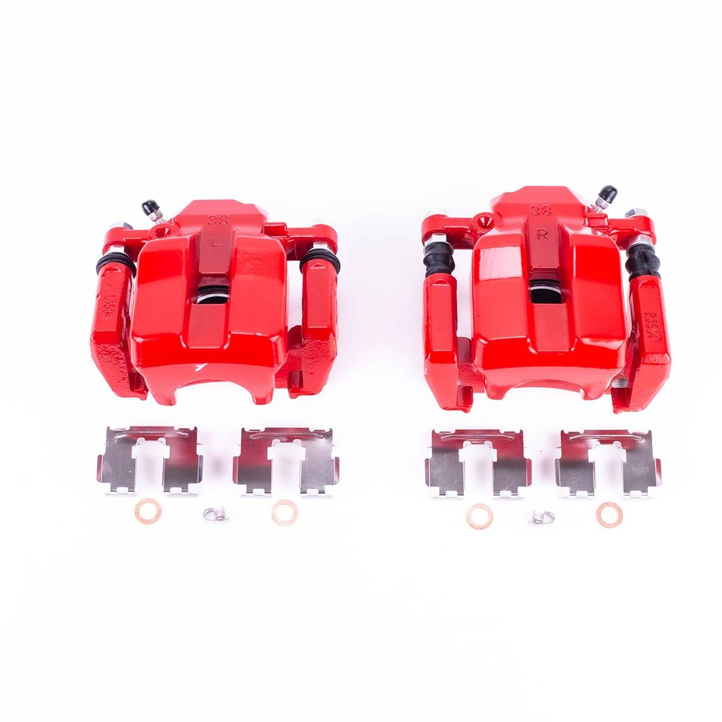 PowerStop S7049 - Disc Brake Caliper Set, Red, Powdercoated with Bracket