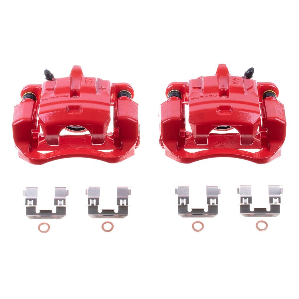 PowerStop S7092 - Disc Brake Caliper Set, Red, Powdercoated with Bracket