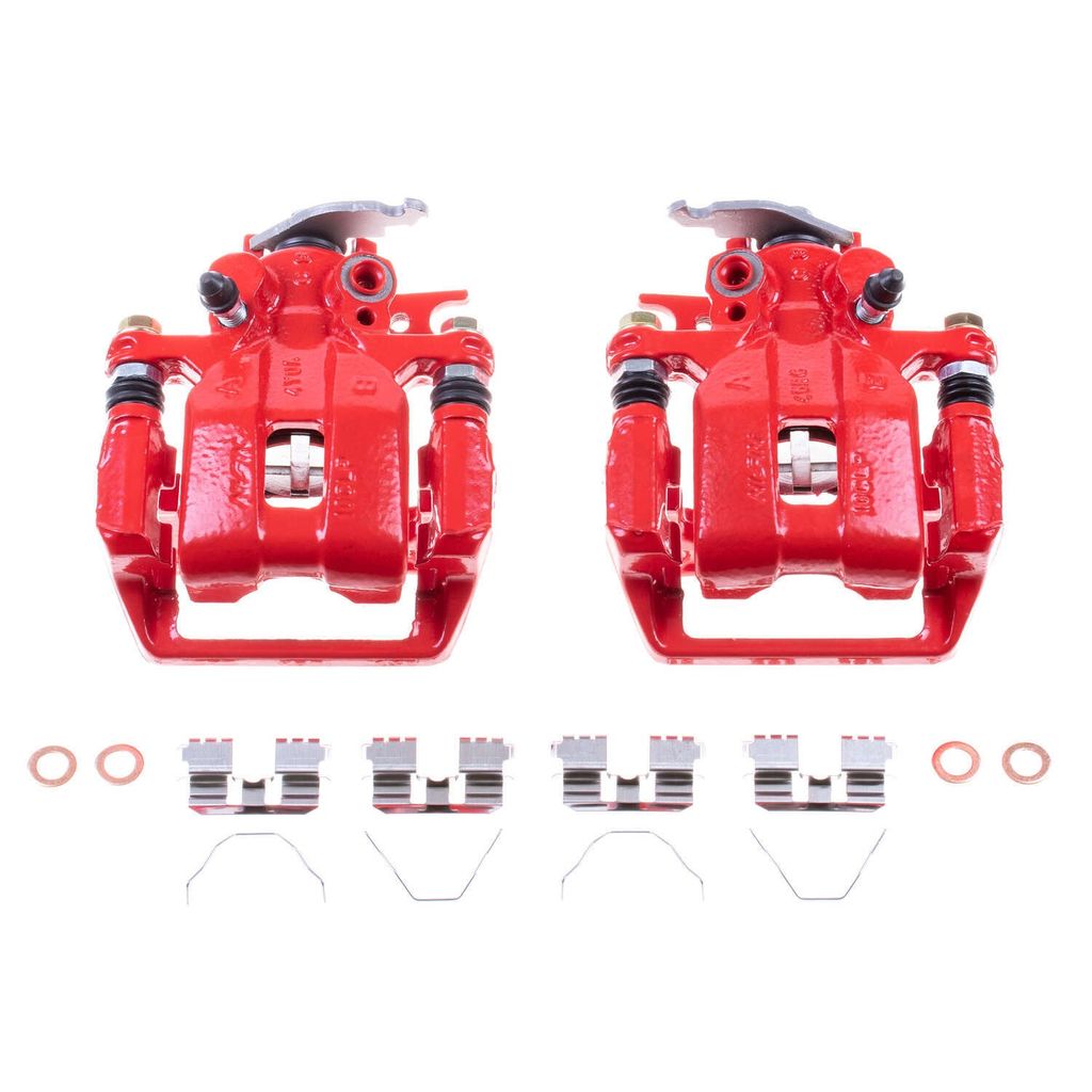 PowerStop S7096 - Disc Brake Caliper Set, Red, Powdercoated with Bracket