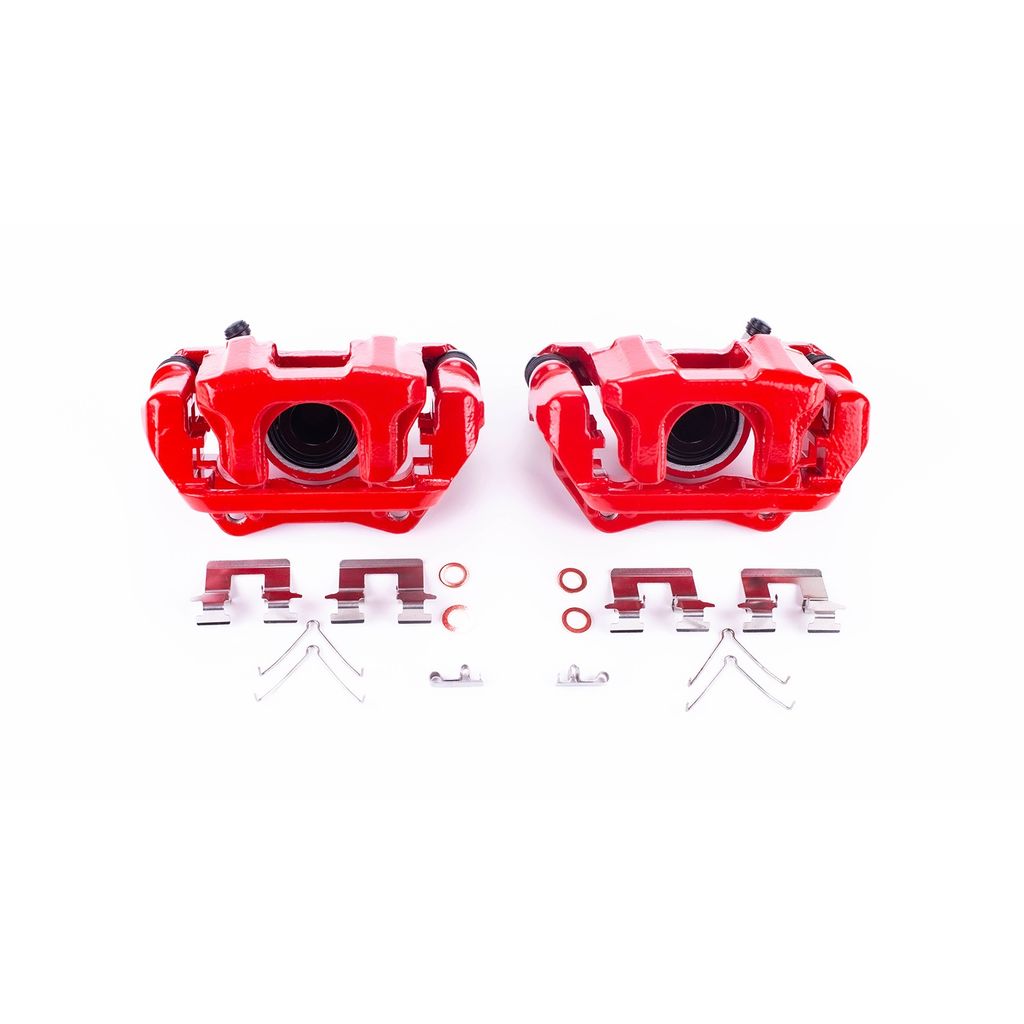 PowerStop S7142 - Disc Brake Caliper Set, Red, Powdercoated with Bracket