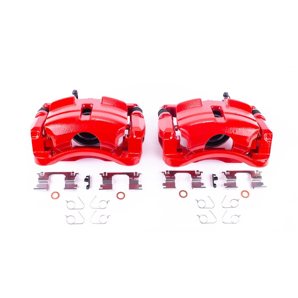 PowerStop S7148 - Disc Brake Caliper Set, Red, Powdercoated with Bracket