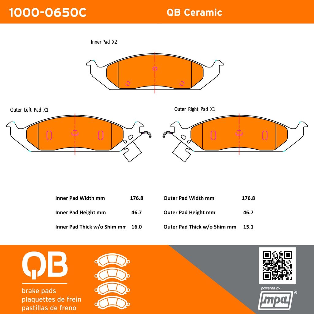 Quality-Built 1000-0650C - QB Ceramic Brake Pad Set