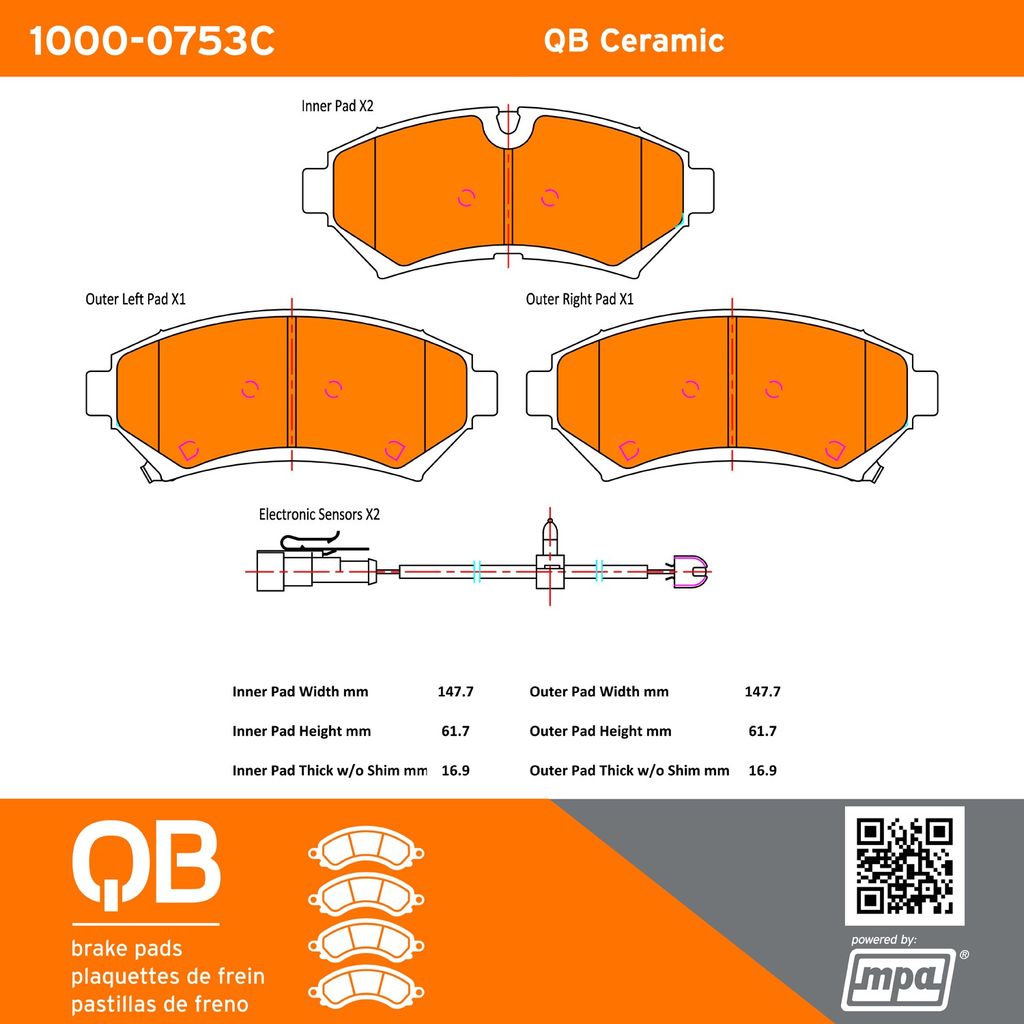 Quality-Built 1000-0753C - QB Ceramic Brake Pad Set
