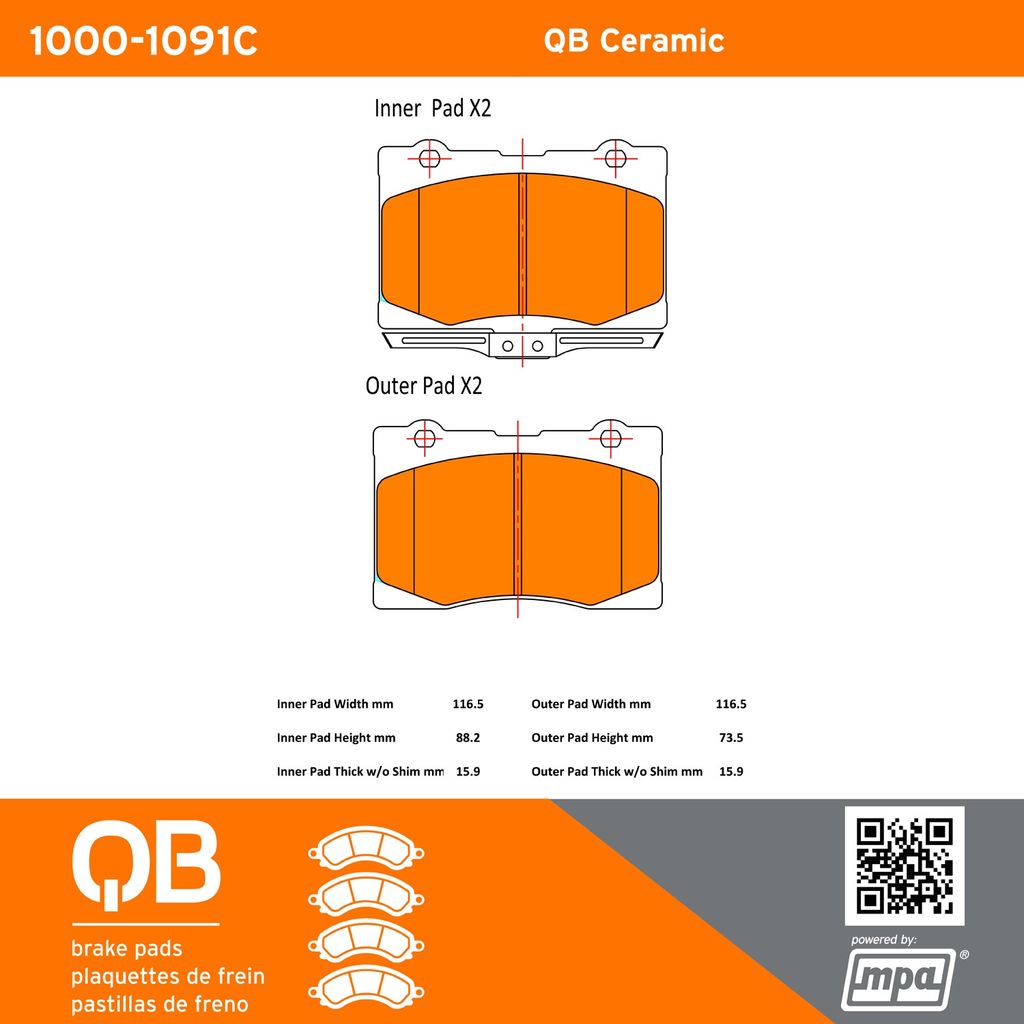 Quality-Built 1000-1091C - QB Ceramic Brake Pad Set
