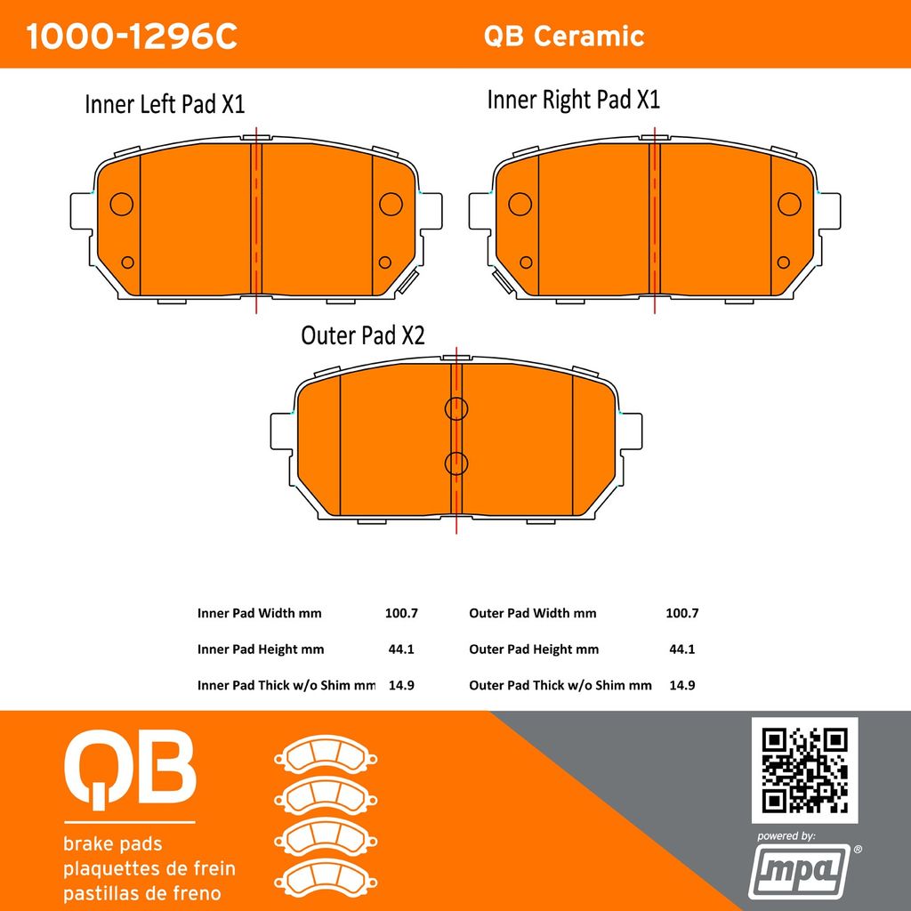 Quality-Built 1000-1296C - QB Ceramic Brake Pad Set