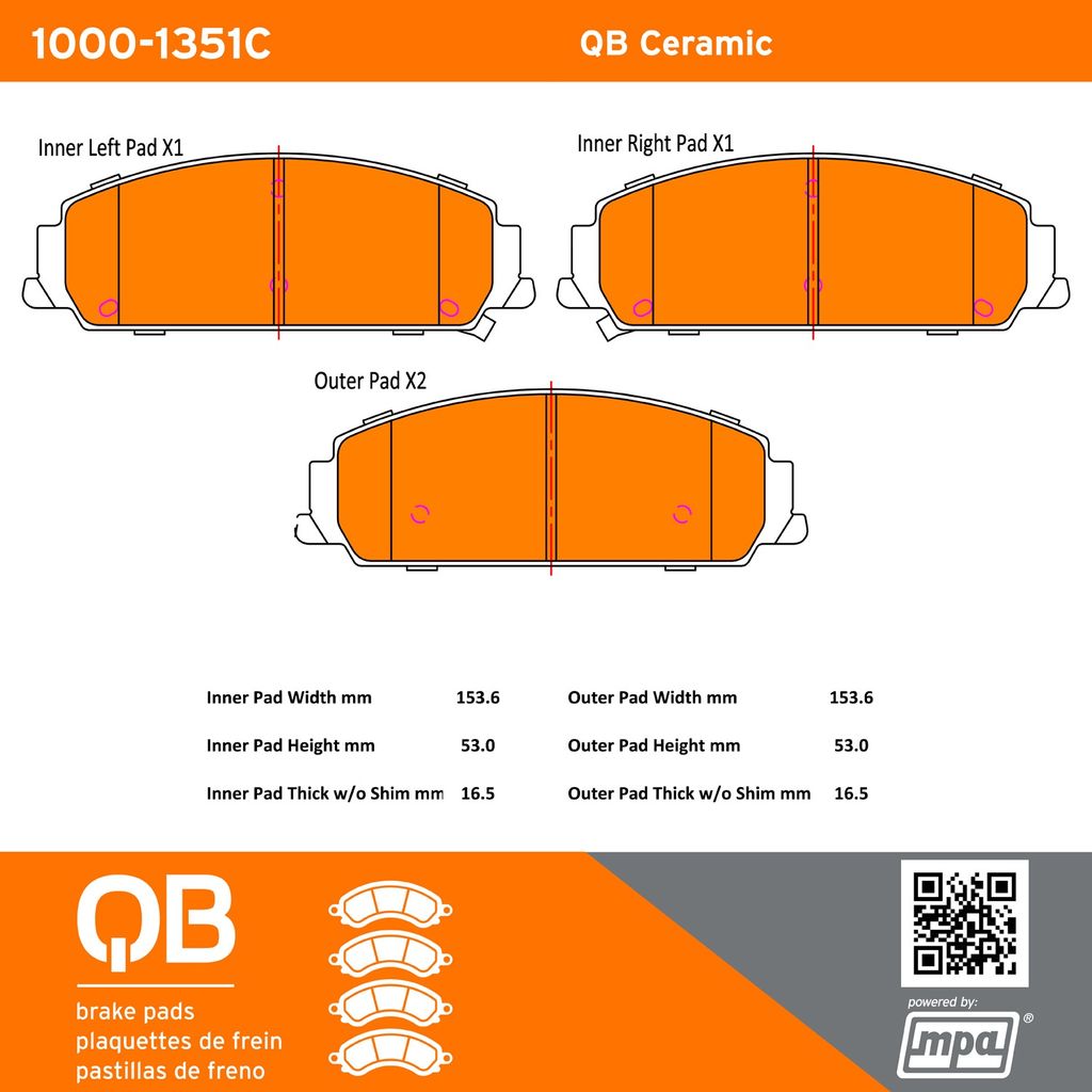 Quality-Built 1000-1351C - QB Ceramic Brake Pad Set