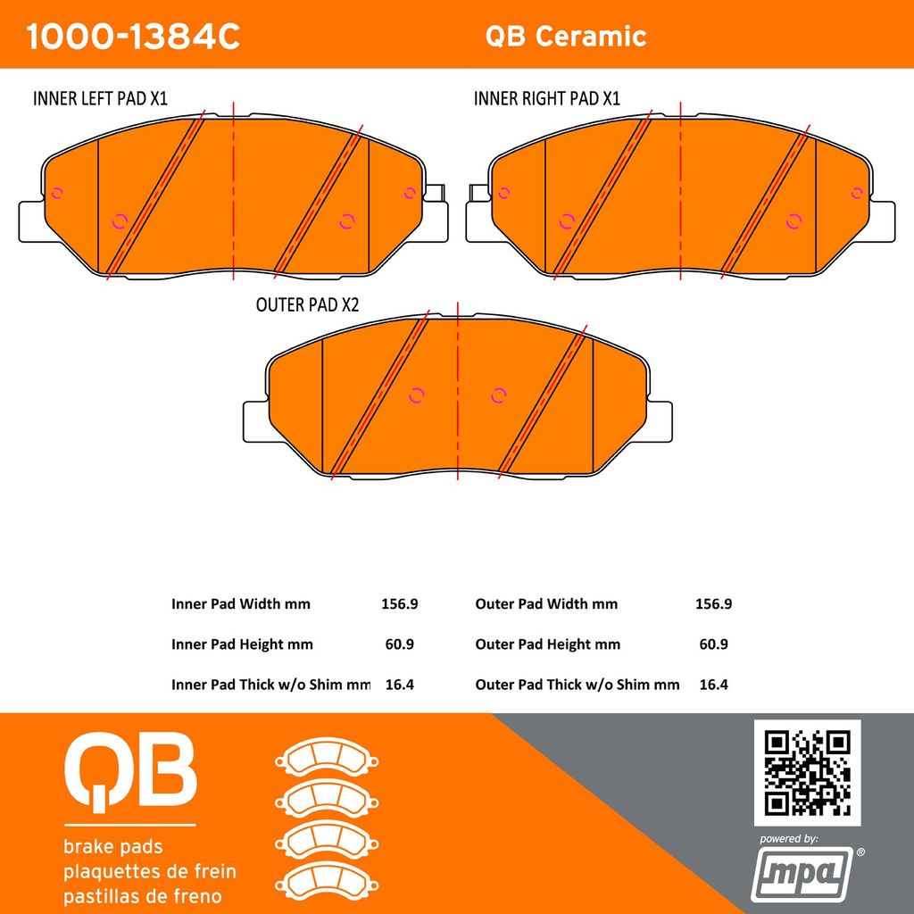 Quality-Built 1000-1384C - QB Ceramic Brake Pad Set
