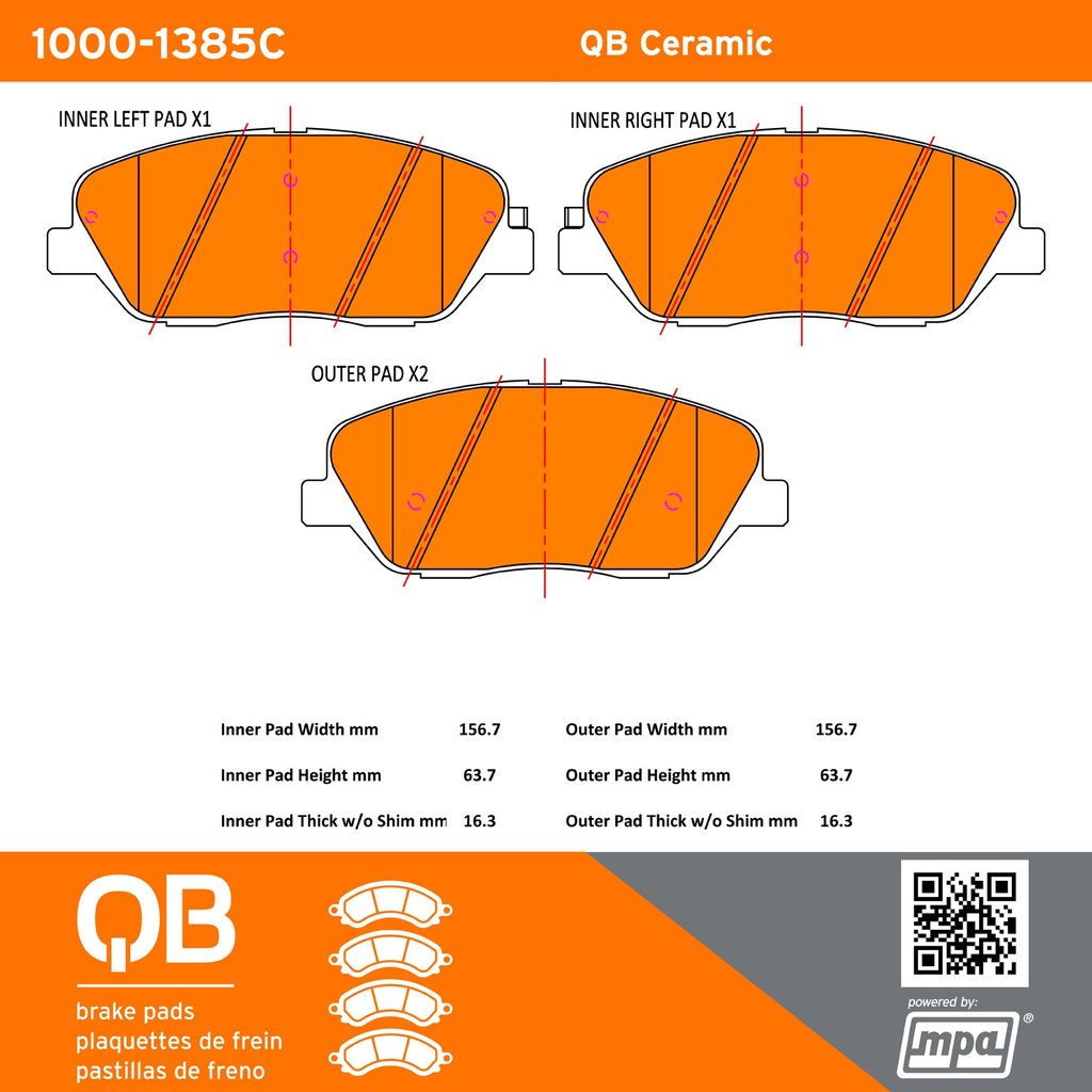Quality-Built 1000-1385C - QB Ceramic Brake Pad Set