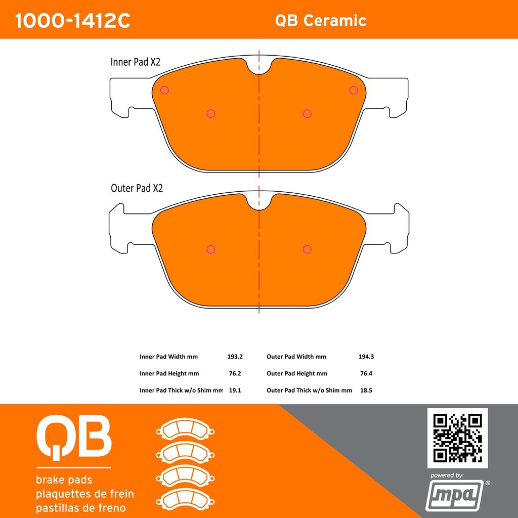 Quality-Built 1000-1412C - QB Ceramic Brake Pad Set