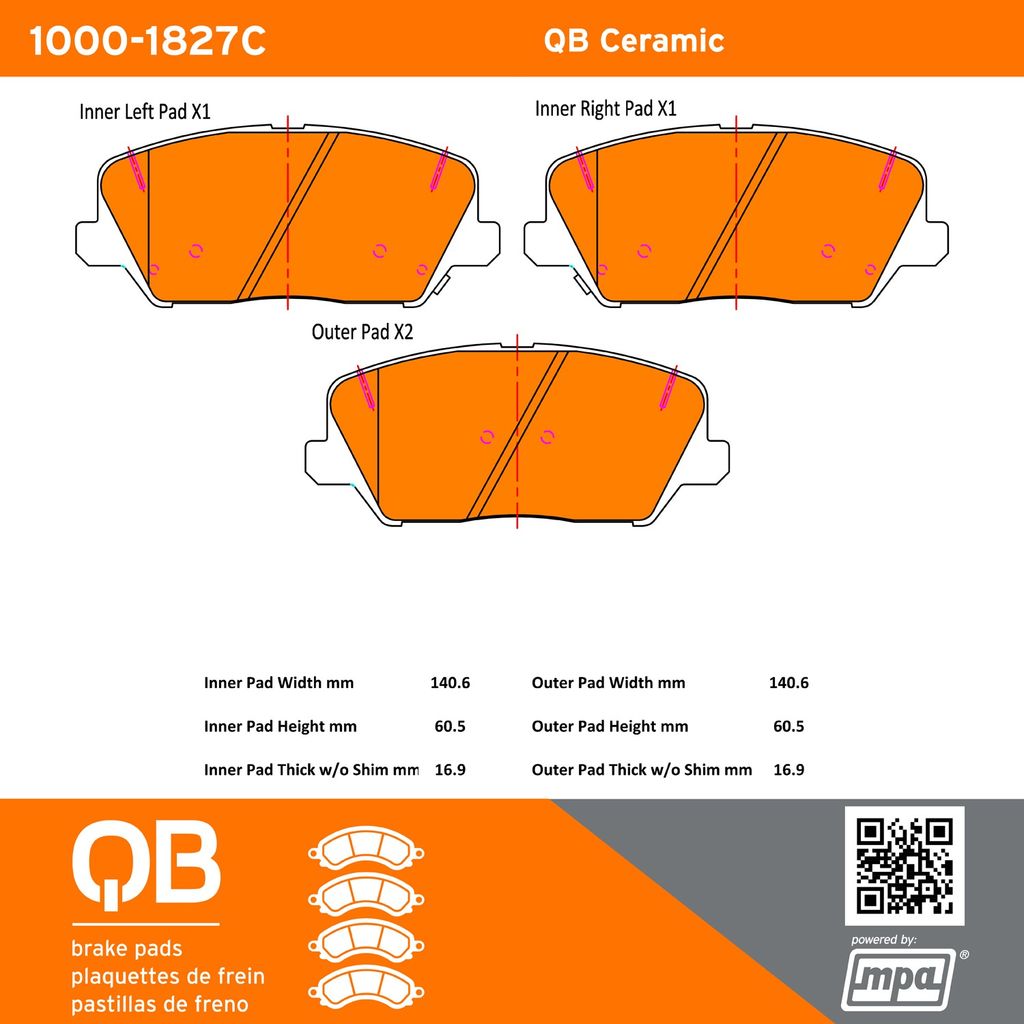 Quality-Built 1000-1827C - QB Ceramic Brake Pad Set