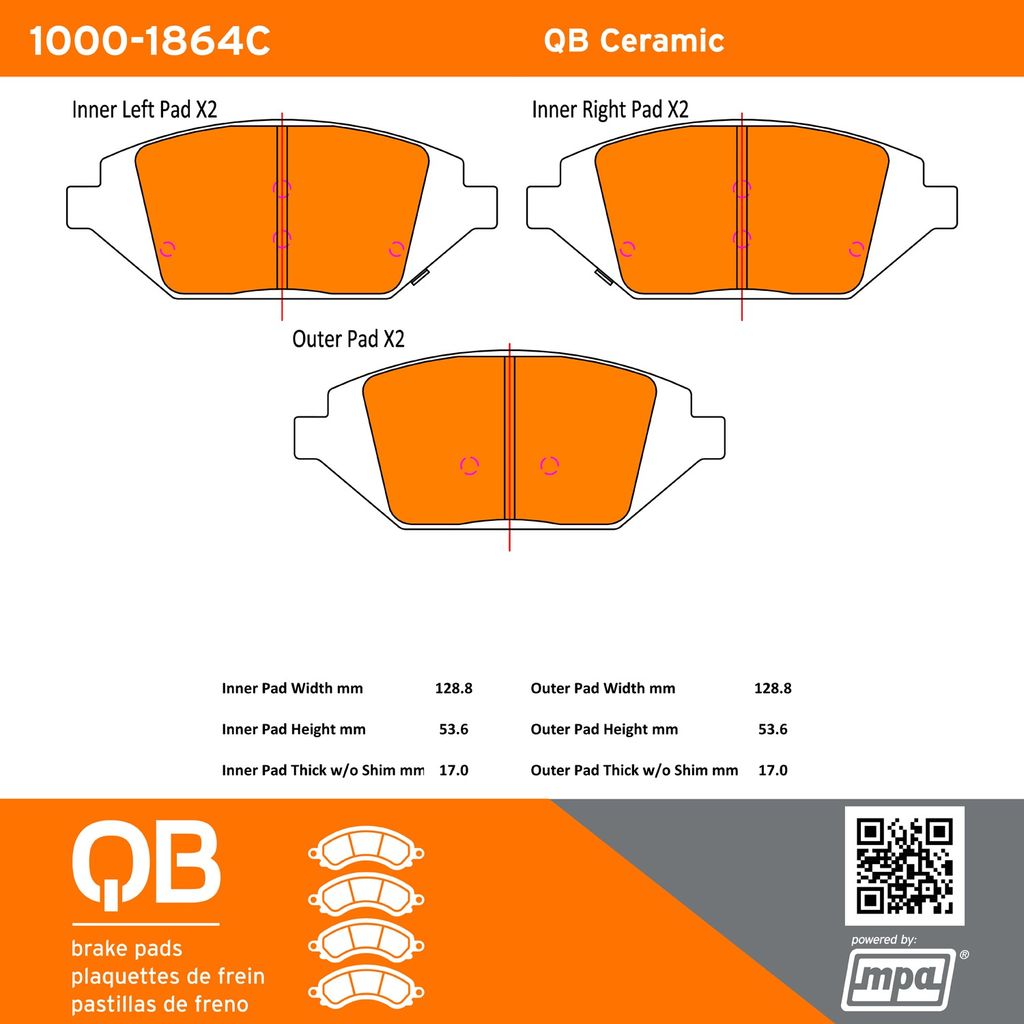 Quality-Built 1000-1864C - QB Ceramic Brake Pad Set