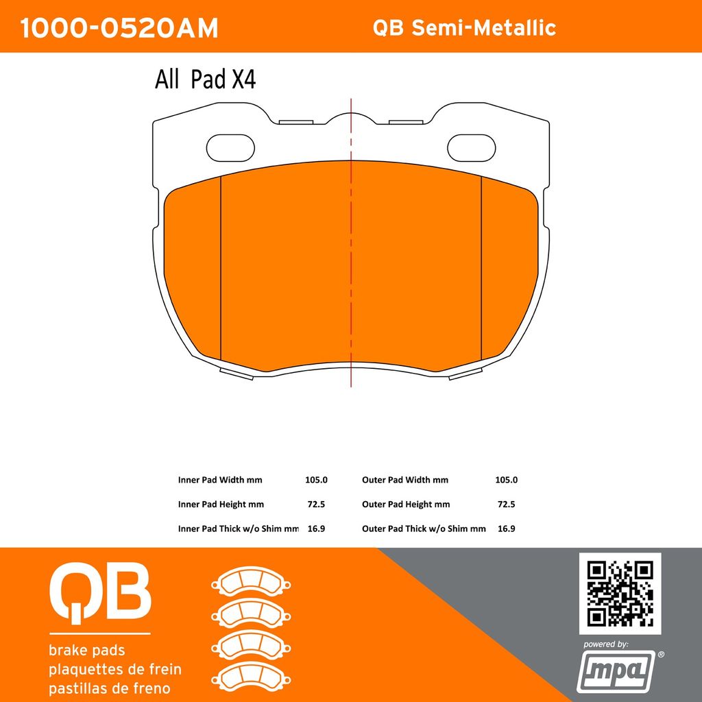 Quality-Built 1000-0520AM - QB Semi-Metallic Brake Pad Set