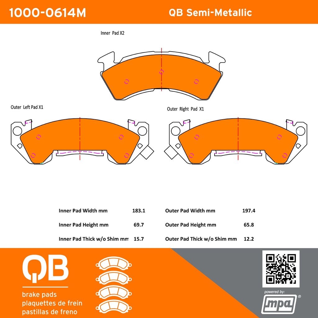 Quality-Built 1000-0614M - QB Semi-Metallic Brake Pad Set