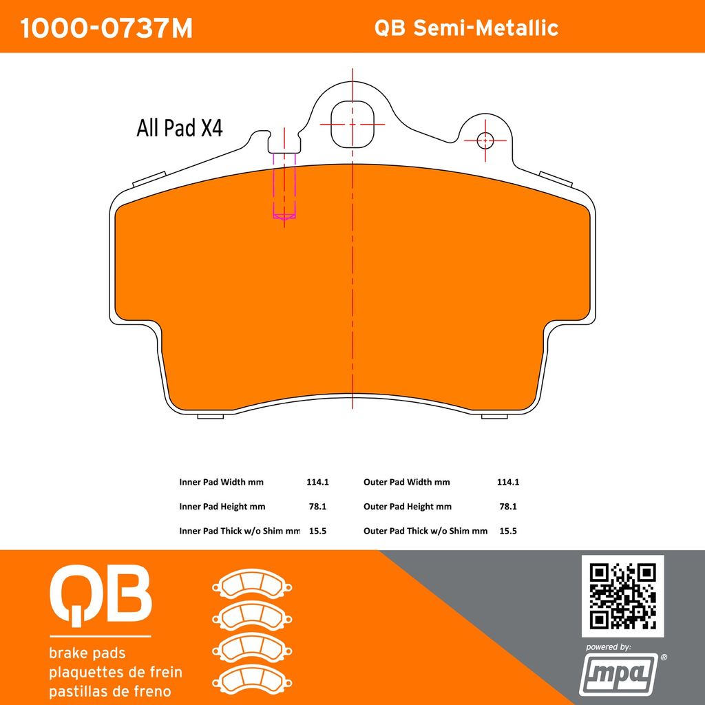 Quality-Built 1000-0737M - QB Semi-Metallic Brake Pad Set