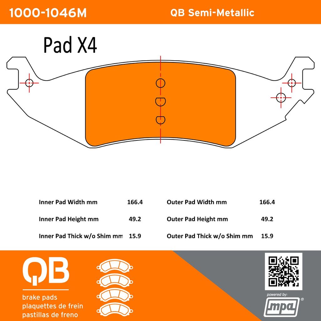 Quality-Built 1000-1046M - QB Semi-Metallic Brake Pad Set