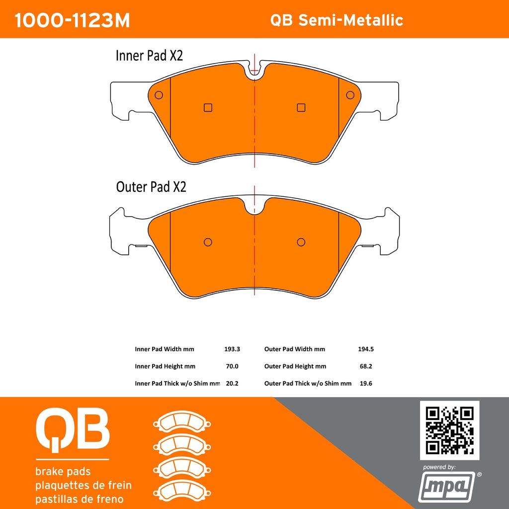 Quality-Built 1000-1123M - QB Semi-Metallic Brake Pad Set