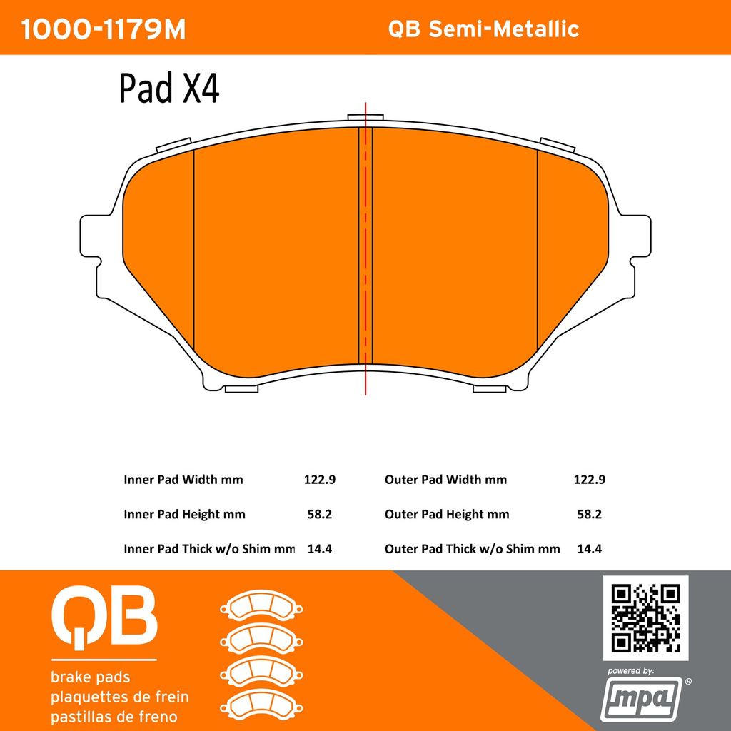 Quality-Built 1000-1179M - QB Semi-Metallic Brake Pad Set
