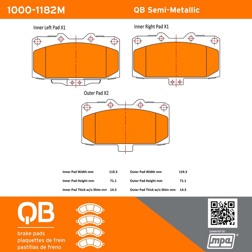 Quality-Built 1000-1182M - QB Semi-Metallic Brake Pad Set