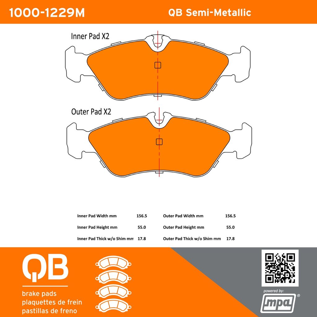 Quality-Built 1000-1229M - QB Semi-Metallic Brake Pad Set