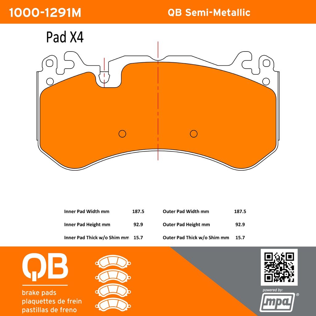 Quality-Built 1000-1291M - QB Semi-Metallic Brake Pad Set