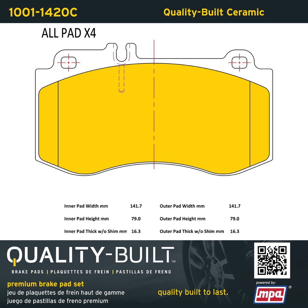 Quality-Built 1001-1420C - Premium Ceramic Brake Pad Set
