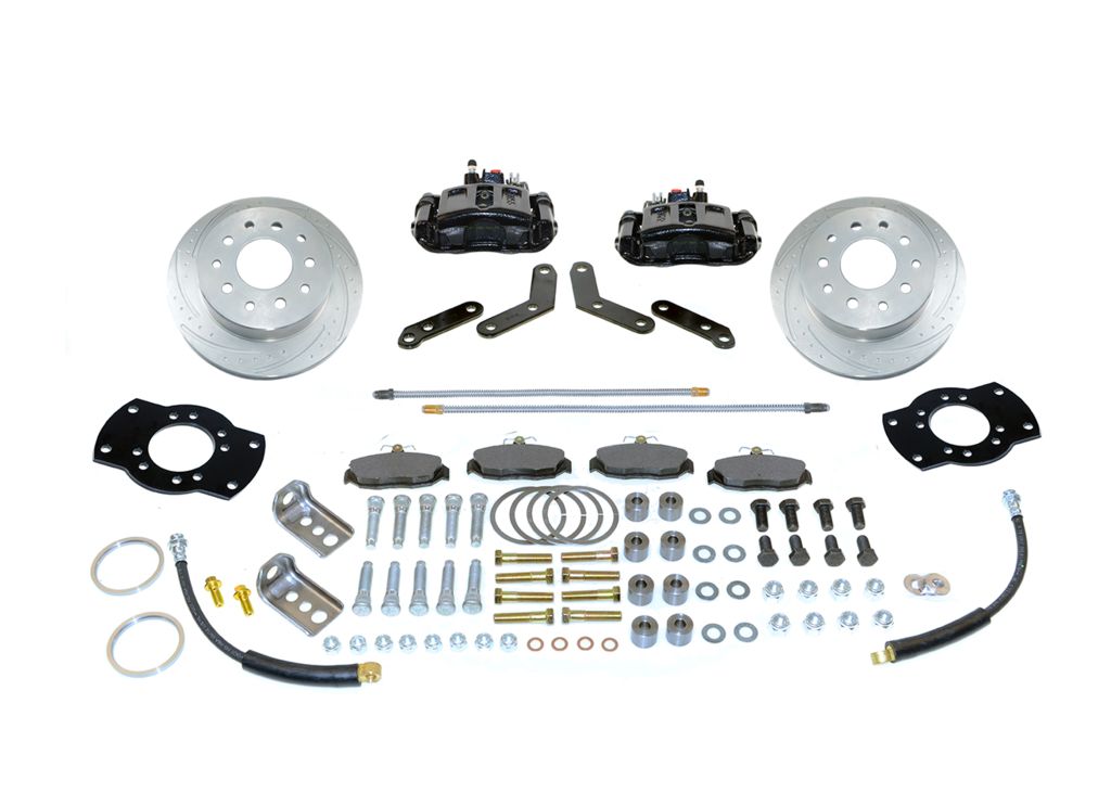 SSBC-USA A117-1BK-DS - Rear Drum to Disc Brake Conversion Kit with built-in parking brake assembly, red, w/ performance rotor upgrade