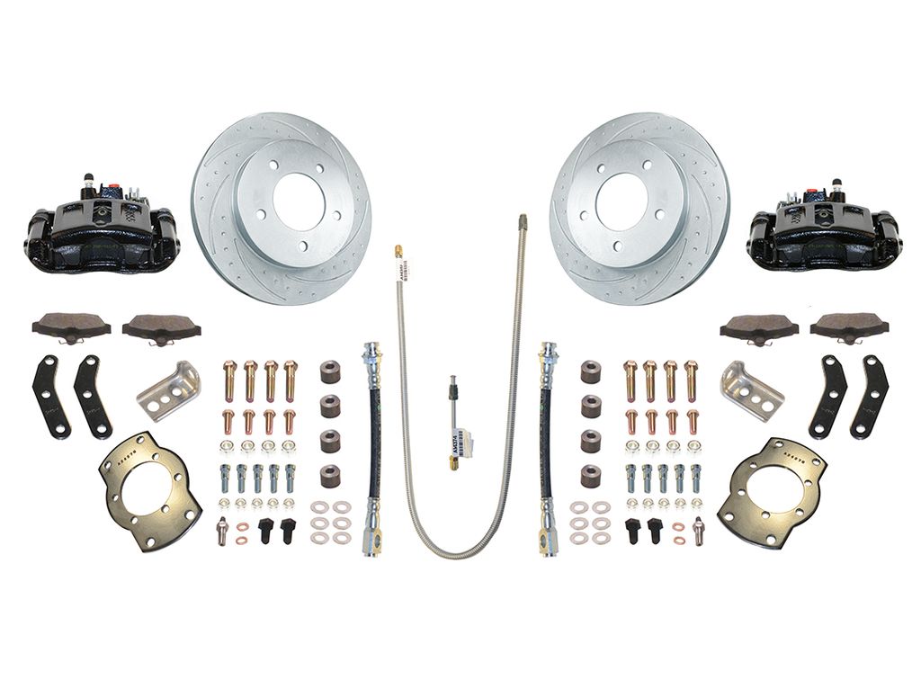 SSBC-USA A136-1BK-DS - Rear Disc Brake Conversion Kit with built-in parking brake assembly, black, w/ performance rotor upgrade