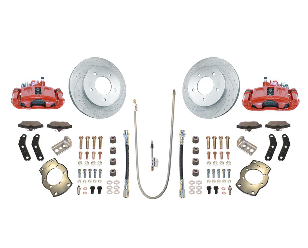SSBC-USA A136-1R-DS - Rear Disc Brake Conversion Kit with built-in parking brake assembly, red, w/ performance rotor upgrade