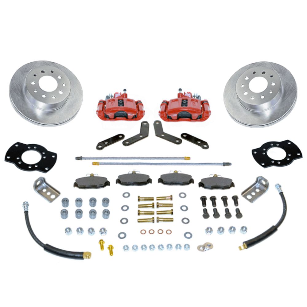 SSBC-USA A158-1R - New Direct Fit Rear Drum to Disc Brake Conversion Kit w/ Rotors, Red