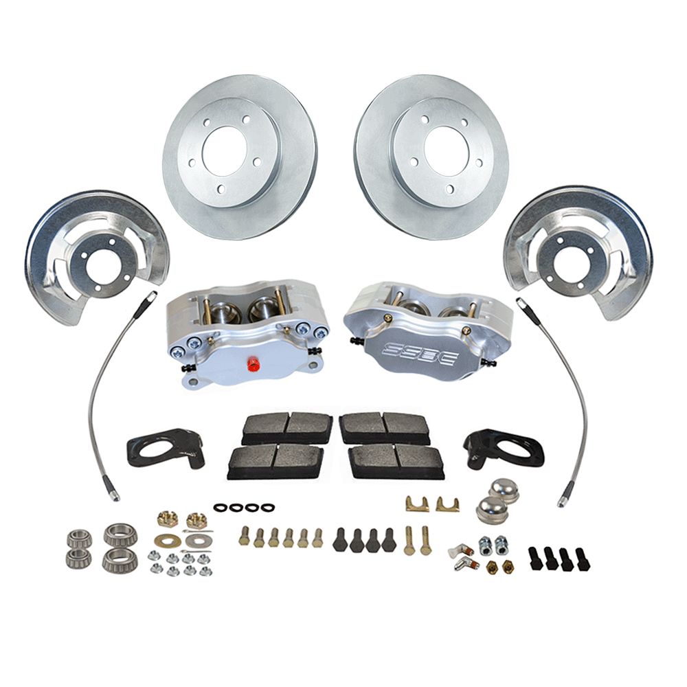 SSBC-USA W120-22 - American Made Comp S 4-Piston Billet Aluminum Front Drum to Disc Brake Conversion Kit w/ Rotors, Clear