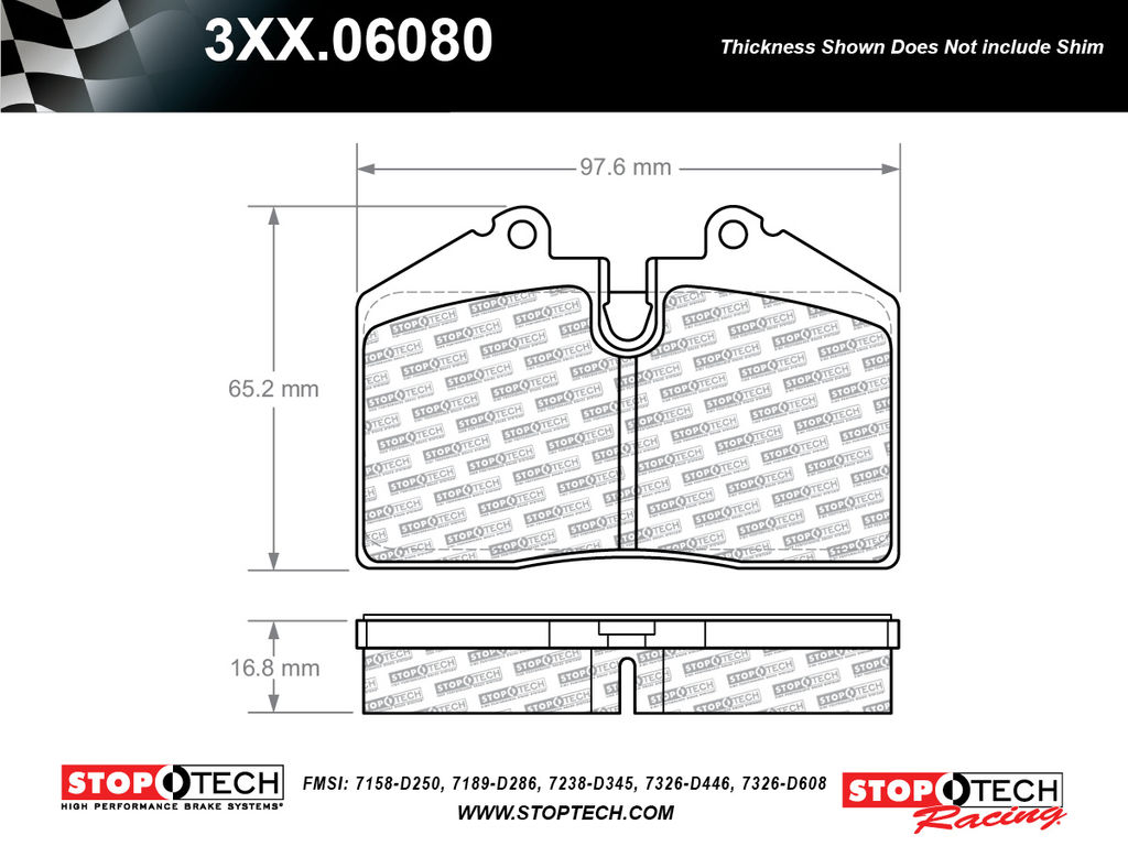 Stoptech 330.0608.18.0 - SR30 Race Disc Brake Pad Set, 2 Wheel Set (for StopTech ST41 Calipers)